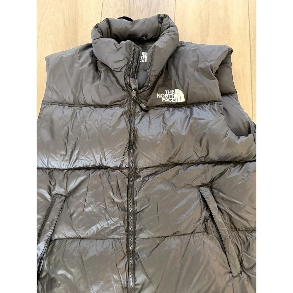 Vtg The North Face Nuptse 700 Goose Down Black Puffer Vest Hood Mens XL BB027
